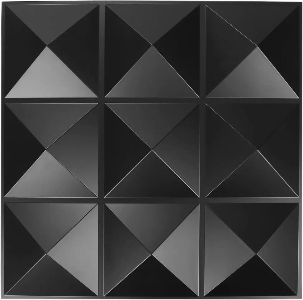 Obkladové panely 3D PVC 11004, rozmer 500 x 500 mm, Pyramids black, IMPOL TRADE