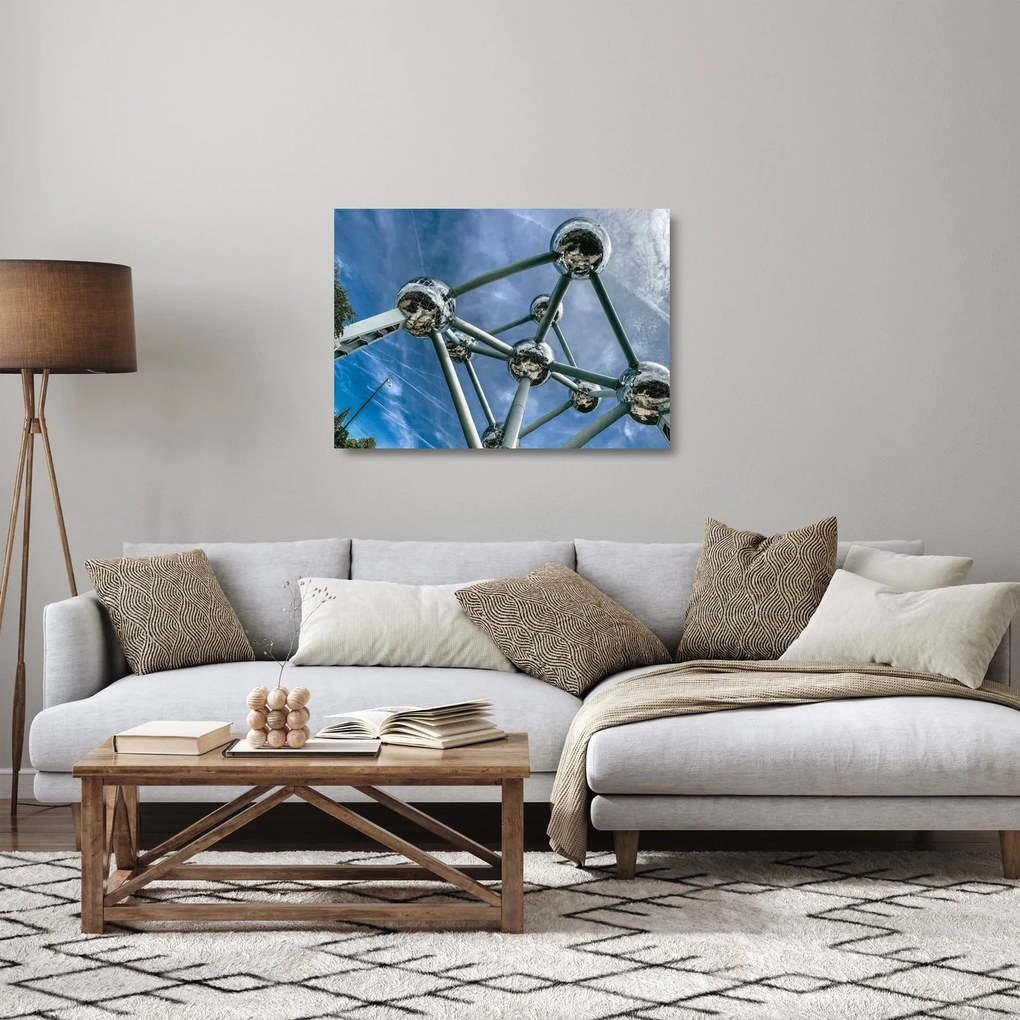 Sklenený obraz - atómium v Bruseli (70x50 cm)