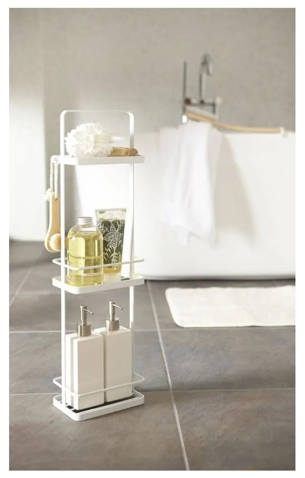 Biely stojan do kúpeľne s 3 policami YAMAZAKI Takamtsu