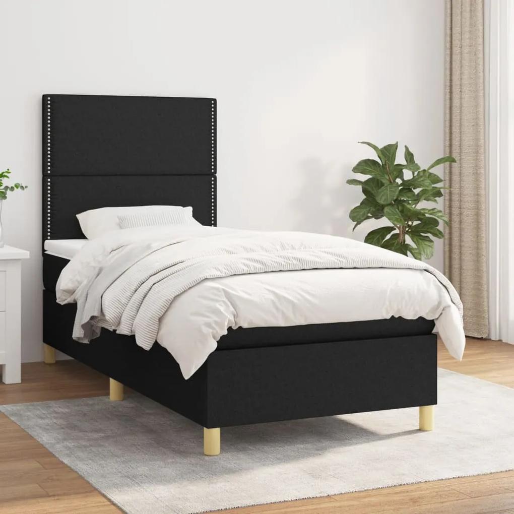 Boxspring posteľ s matracom čierna 100x200 cm látka 3142235