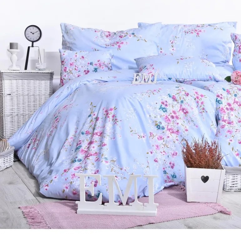 Obliečky bavlnené Stela modré EMI, Štandardný set jednolôžko obsahuje 1x 140x200 + 1x 70x90