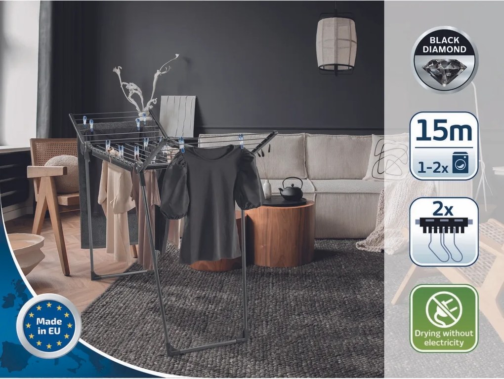 Leifheit Sušiak na bielizeň Pegasus 150 Solid Slim Black 81690