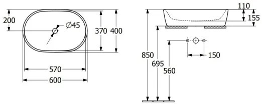 Villeroy & Boch 5A266001 - Umývadlo na dosku ARCHITECTURA 60x40 cm keramika/biela