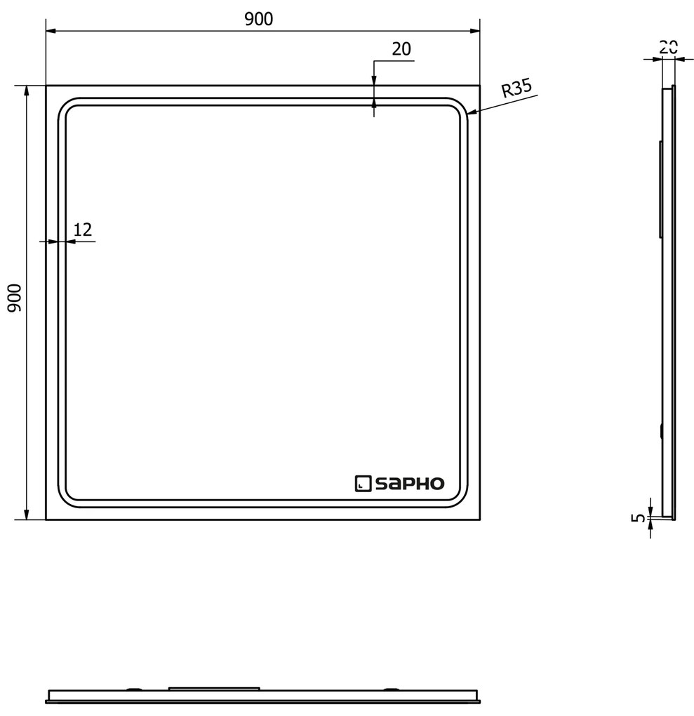 Sapho Sapho, GEMINI LED podsvietené zrkadlo 900x900mm, GM092