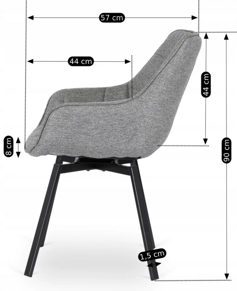 JAKS Otočná jedálenská stolička šedá látka Luna 2