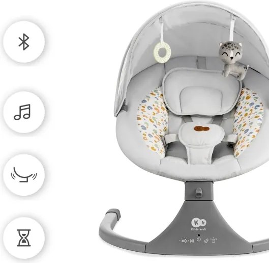 KINDERKRAFT - Detská hojdačka s melódiou 2v1 LUMI svetlošedá