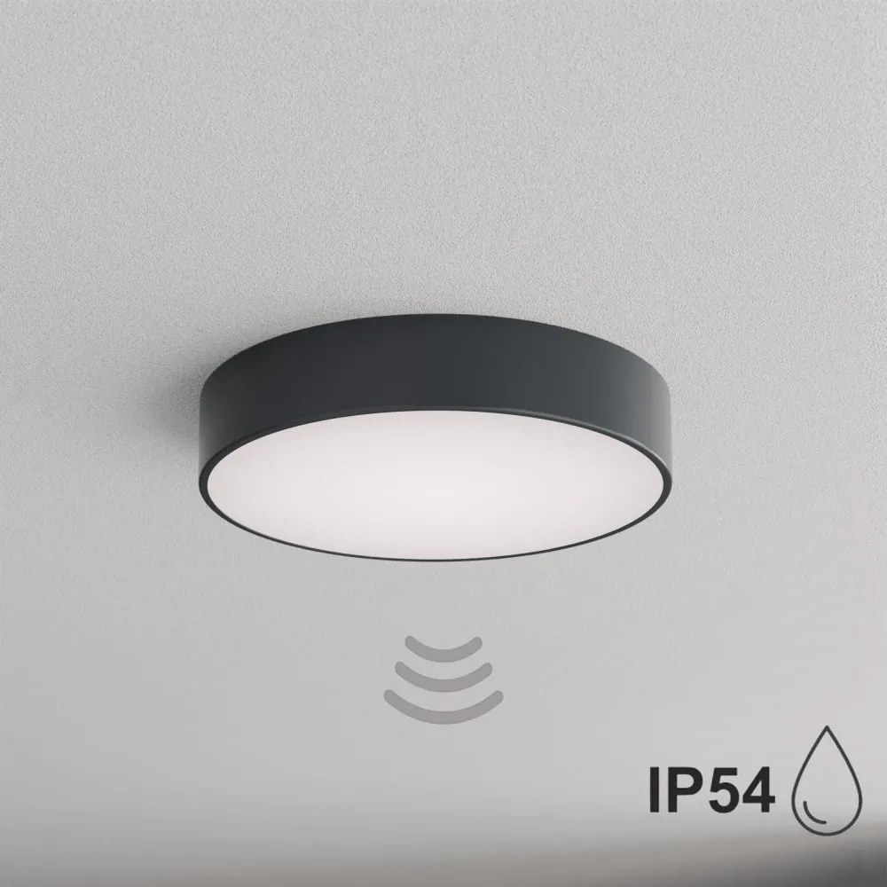 BRILAGI - Kúpeľňové stropné svietidlo s pohybovým senzorom CLARE 3xE27/24W/230V priemer 40 cm antracit IP54