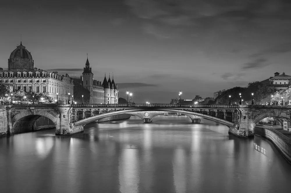 Samolepiaca fototapeta oslňujúca čiernobiela panoráma Paríža - 150x100