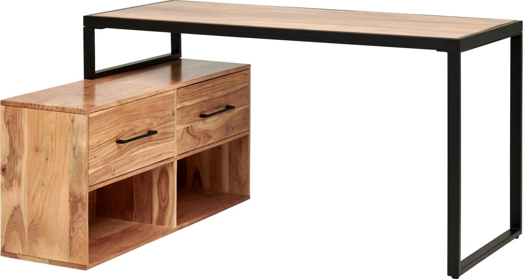 XXXLutz PÍSACÍ STÔL S ÚLOŽ. PRIESTORO, čierna, farba akácie, 145/115/76 cm Livetastic - Online Only kancelárie - 001630023601