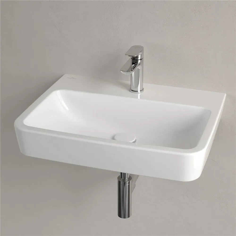 VILLEROY & BOCH O.novo závesné umývadlo s otvorom (zadná a spodná strana brúsená), bez prepadu, 600 x 460 mm, biela alpská, s povrchom AntiBac a CeramicPlus, 4A416LT2