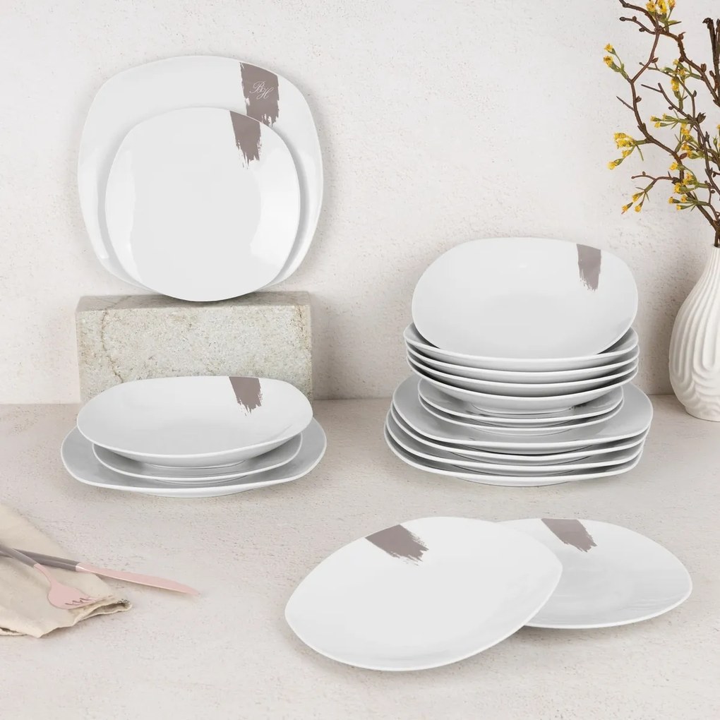 BerlingerHaus 18-dielna súprava tanierov Taupe, biela-sivá