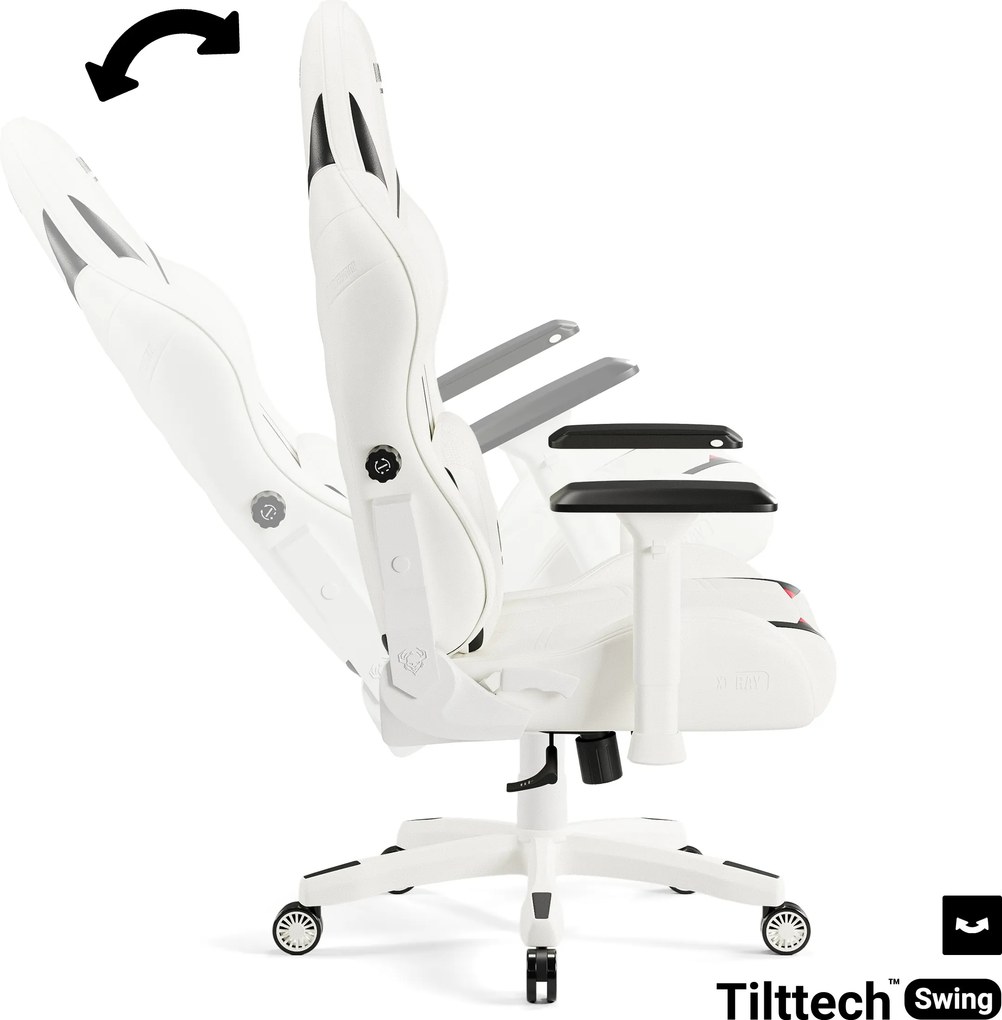 Herné kreslo z eko-kože Normal Size, bielo-čierne: Diablo X-Ray 2.0