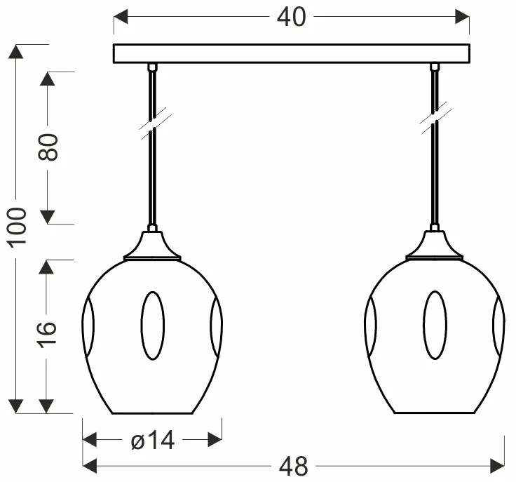 Candellux Čierno-hnedý závesný luster Aspa pre žiarovku 2x E27 32-00590
