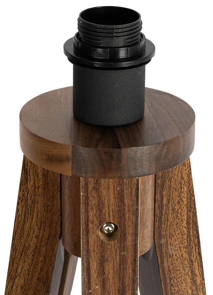 Rustikálna stojaca lampa trojnožka orechové drevo - Tripod Classic