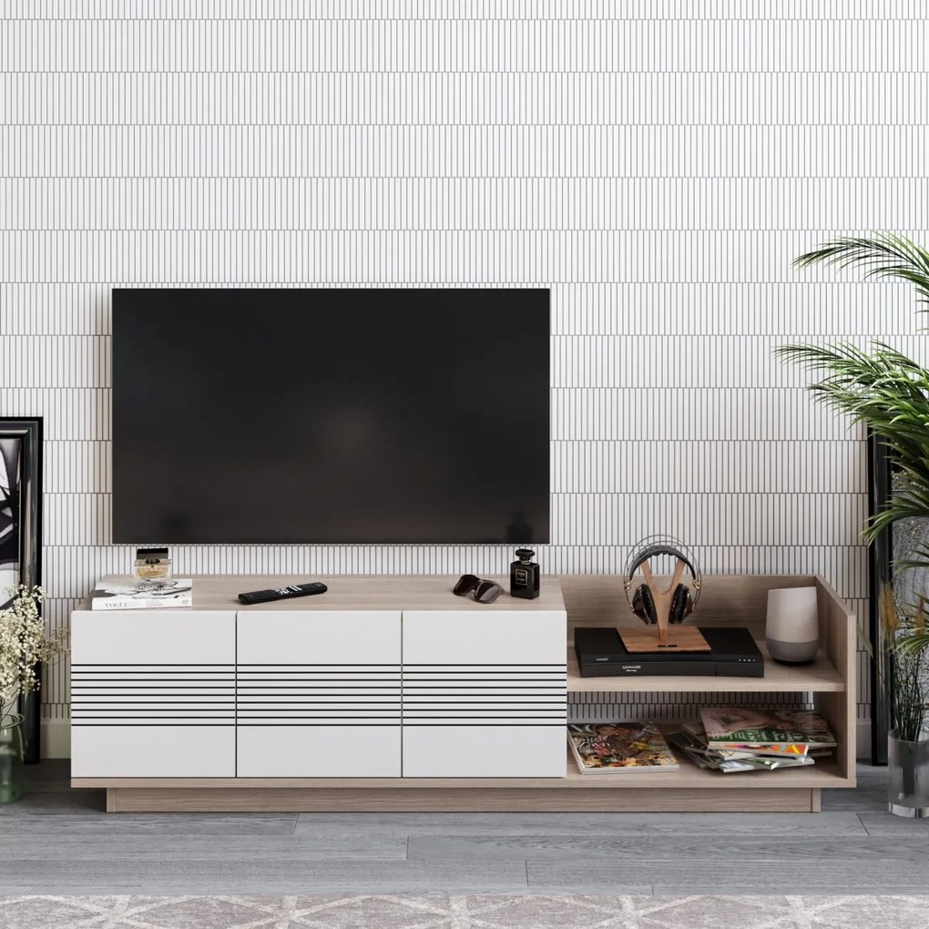 TV stolík Viano 167,6 cm biely/hnedý