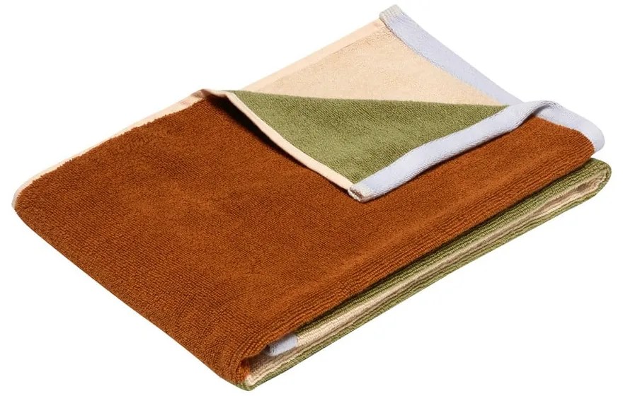 Hnedý froté bavlnený uterák 50x100 cm Block – Hübsch