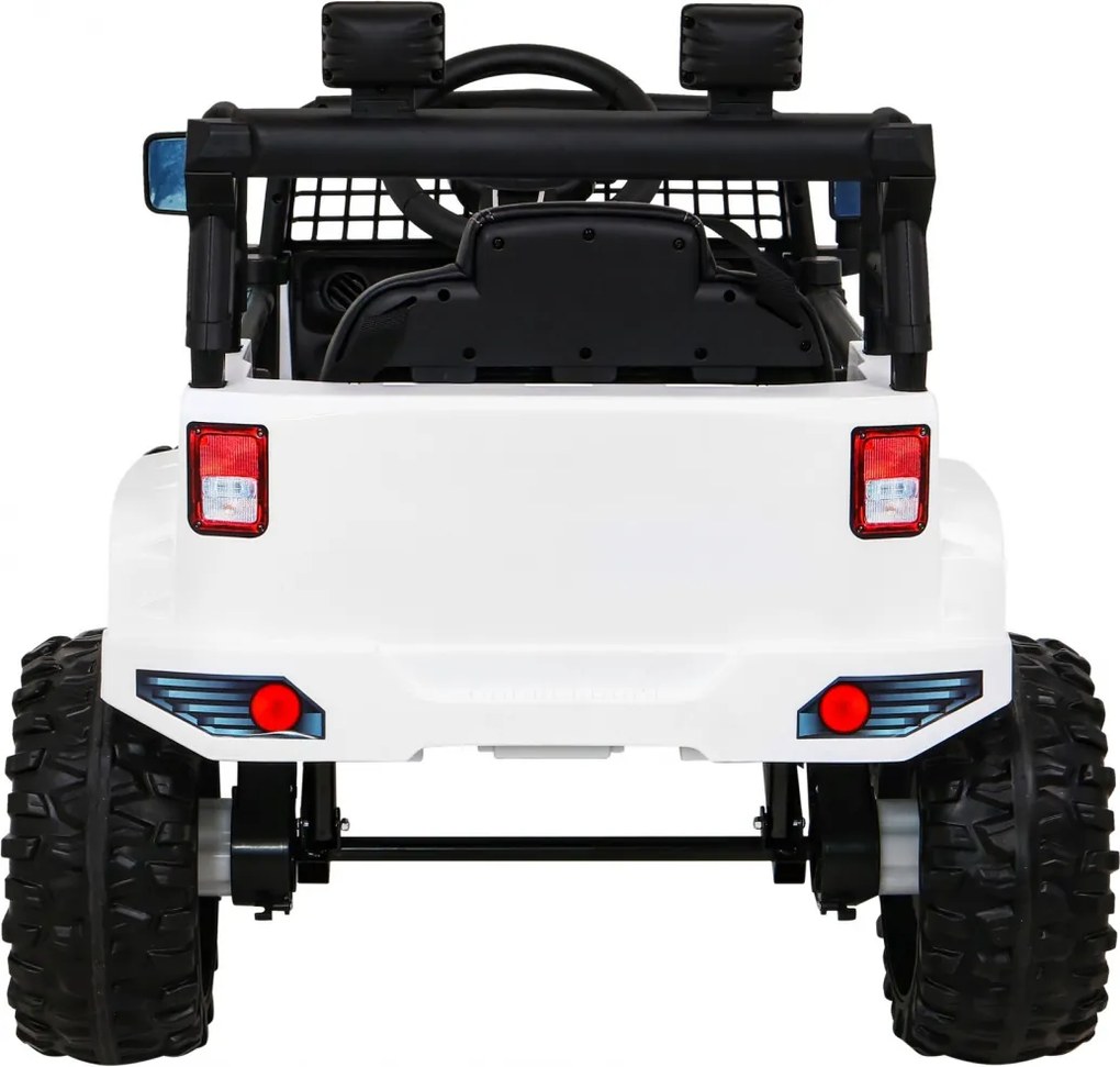 Ramiz Autíčko na batérie Jeep Dark Night pre deti Biele + pomalý štart + EVA + LED Audio