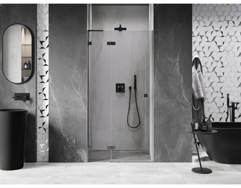 Mexen, Mexen Lunar L Otočné ľavé sprchové dvere 95 cm, transparentné, pištoľový kov - 834L-095-000-95-00-L