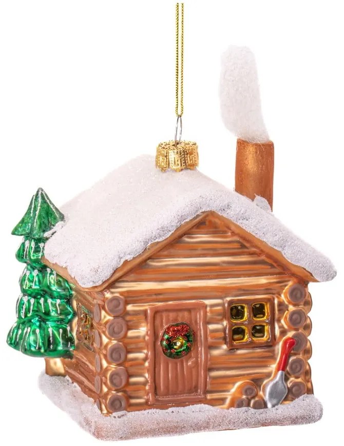 Sklenená ručne vyrobená vianočná ozdoba 10 cm Christmas Cabin – Sass & Belle