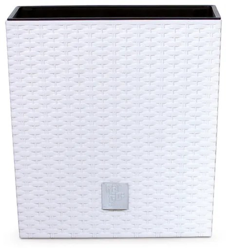 Prosperplast Kvetináč vo vzhľade ratanu Rato Low (26,2 x 26,2 x 26,6 cm, biela) (100336219)