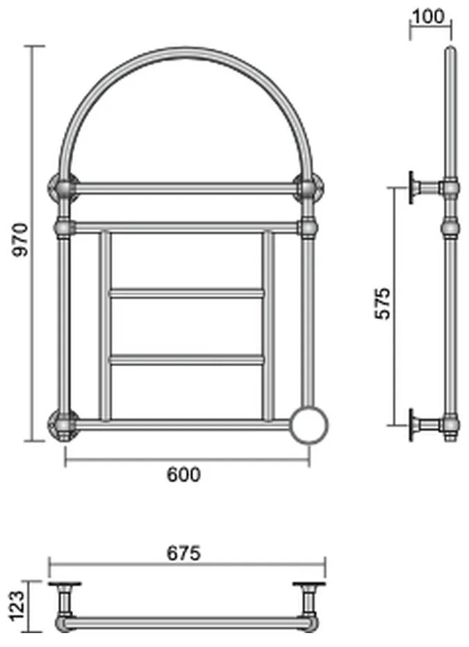 Cordivari Retró III electric - Radiátor 970x675 mm, prevedenie zlatá 3581330000021