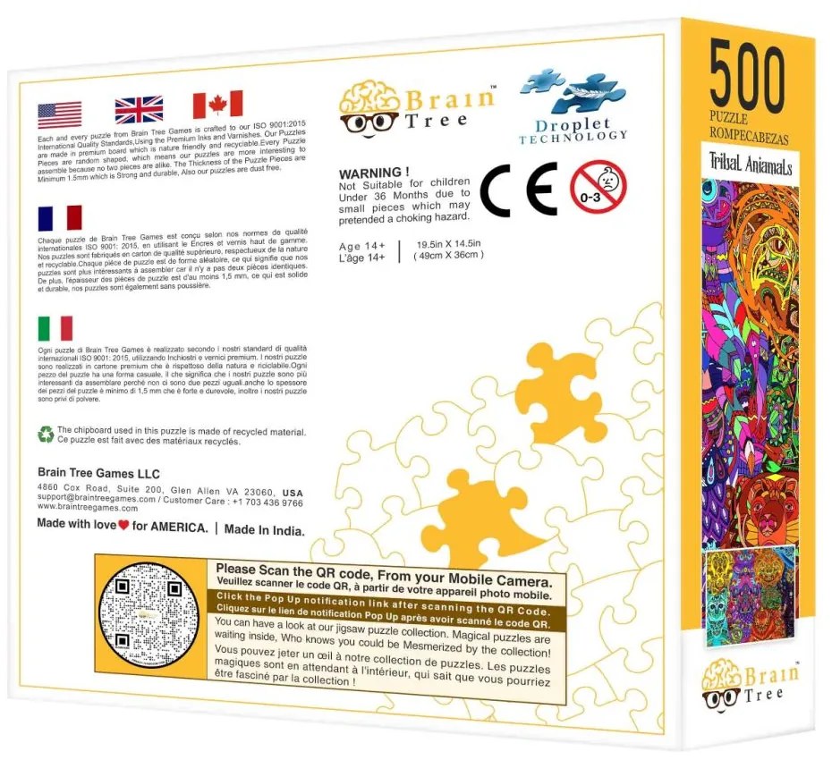 Brain Tree Puzzle Kmeňové zvieratá 500 dielikov