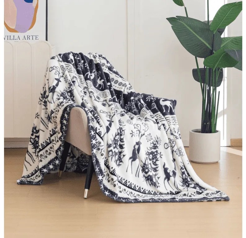 Mikroplyšová deka WINTER DEER, sivá Rozmer: 150 x 200 cm