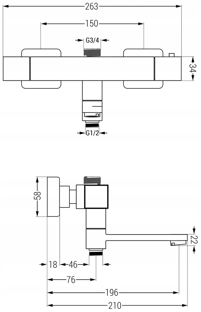 Vaňová termostatická batéria MEXEN CUBE s pripojením na sprchovú tyč - čierna, 77910-70