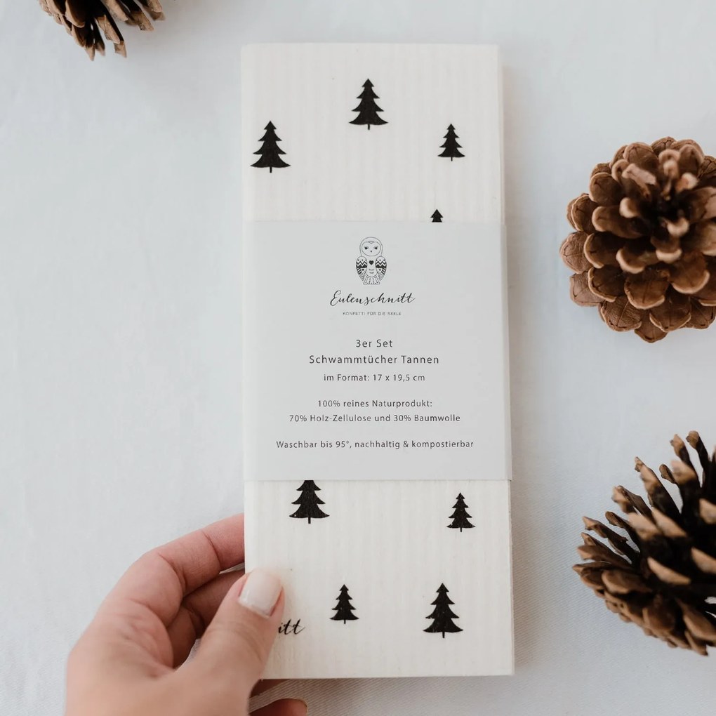 Eulenschnitt Prírodná hubová utierka Fir Trees – set 3 ks