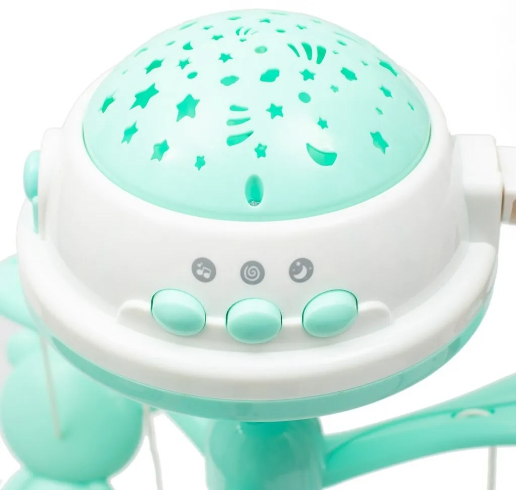 Kolotoč Baby Mix nad postieľku so svetelnýmprojektorom, zelený