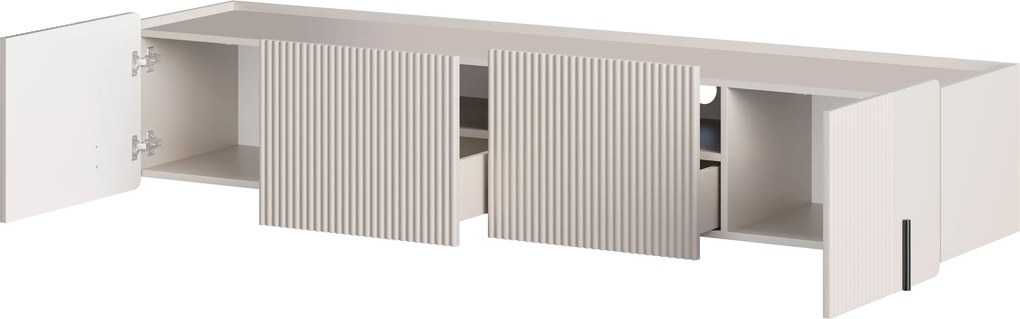 Závesná TV skrinka Malmi 200 cm - kašmírová / čierna