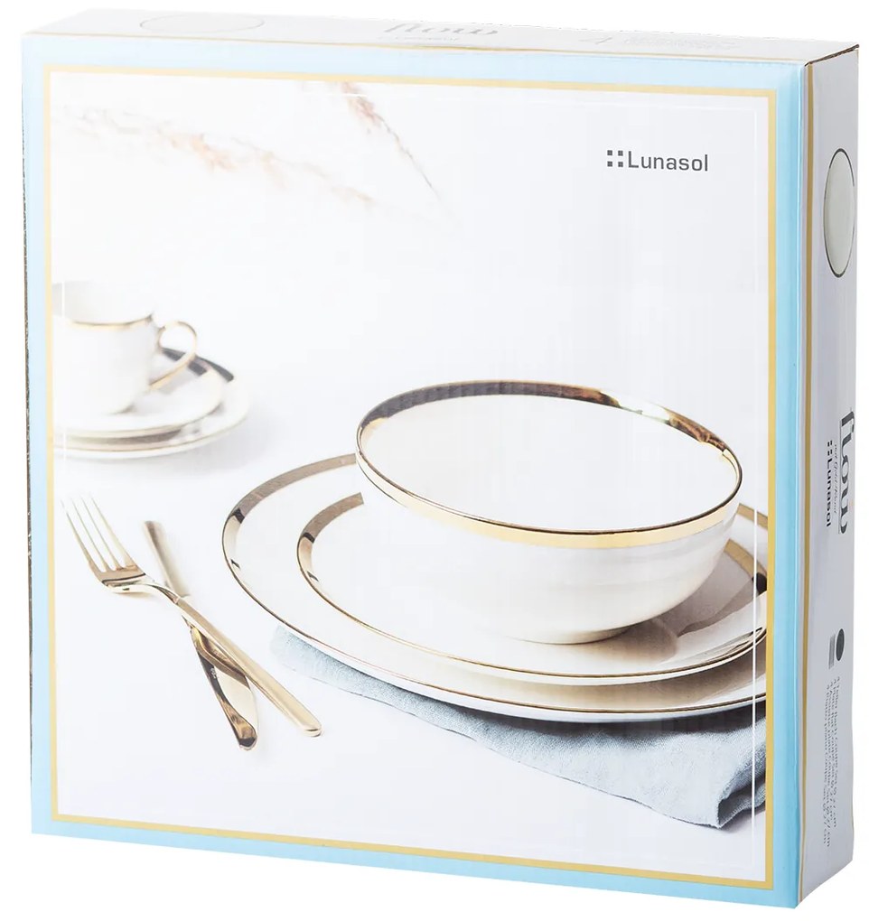 Plytký tanier so zlatým lemom Coupe 27 cm set 4 ks – Flow - 492540