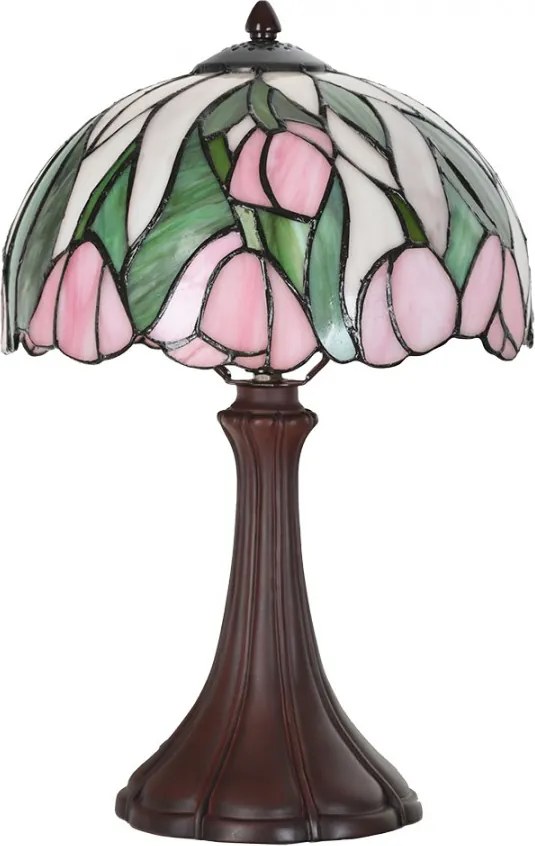 Stolná lampa Tiffany Ružový Tulipán Ø 27x40 cm E14