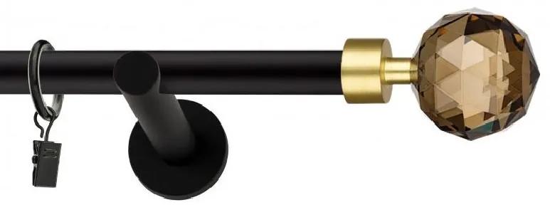 Dekorstudio Garniža jednoradová CRYSTAL zlatá MIX čierna-matná 19mm Dĺžka: 140cm, Typ príslušenstva: Krúžky tiché so štipcami