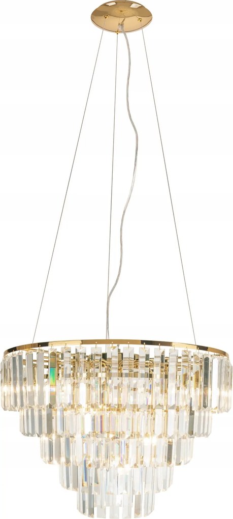 Zlatá glamour lampa s kryštálmi Monaco do haly, hotelovej recepcie