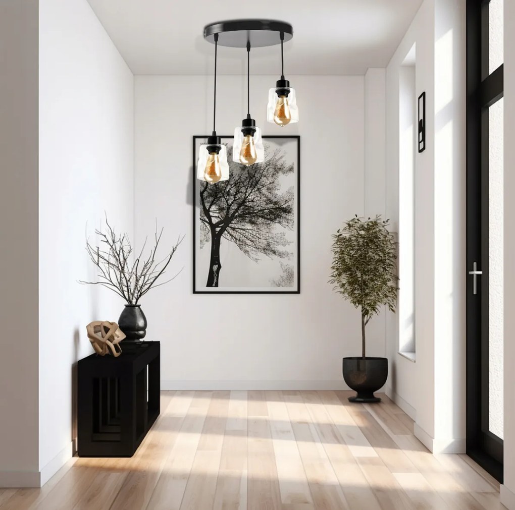 BERGE LED stropné svietidlo 3xE27, rolovací, priehľadný štvorec