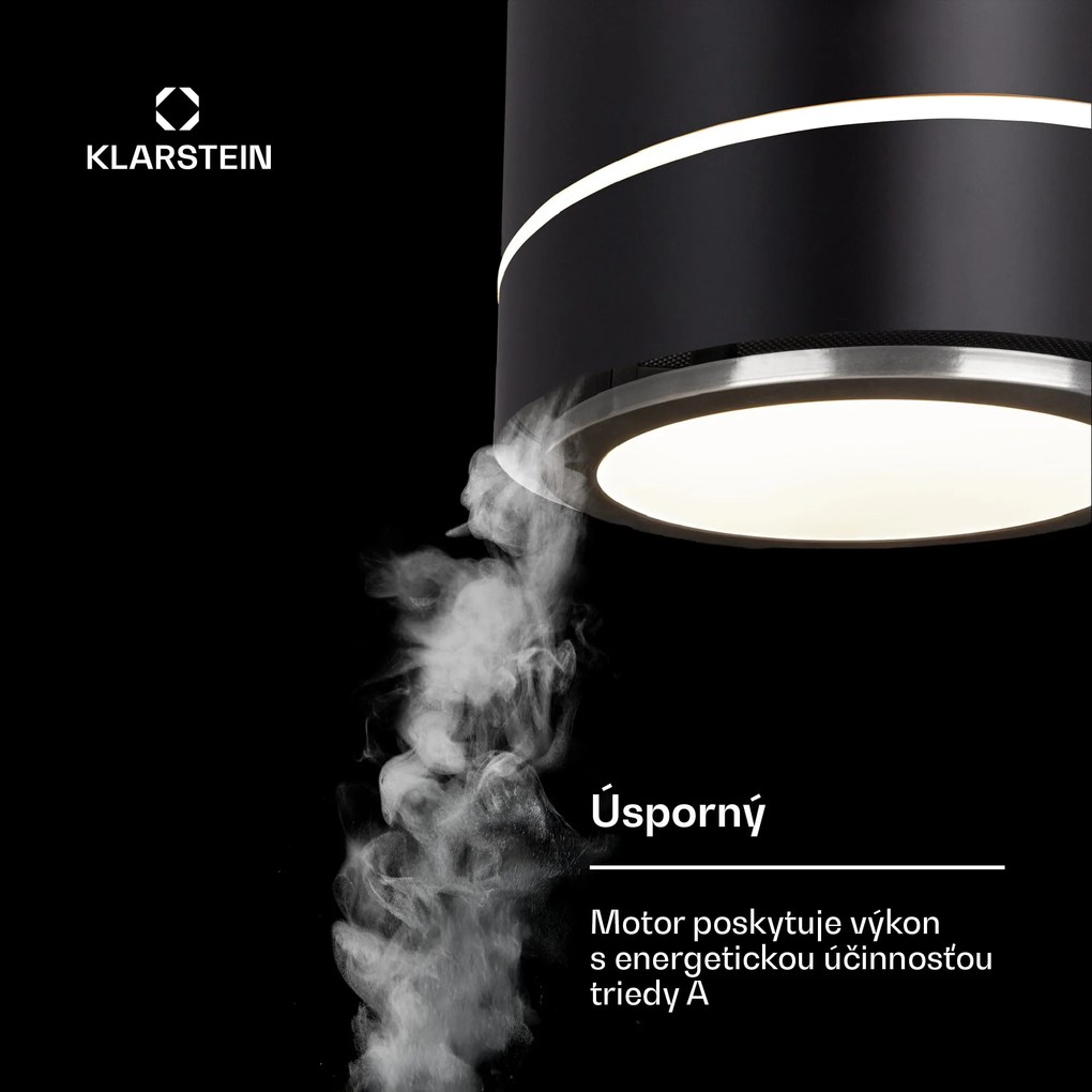 Klarstein Tron Ambience, digestor, 38 cm, ostrovčekový, 521 m³/h, LED, čierny