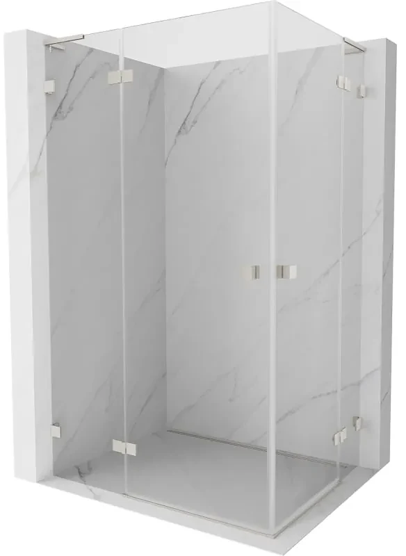 Mexen Lunar, L Duo výklopný sprchový kút 110 x 105 cm, 8mm číre sklo, oceľový profil, 834L-110L-105P-97-00