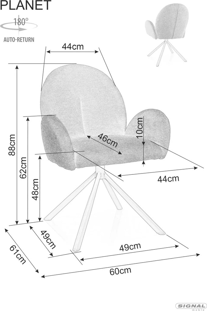 SI Stolička Planet Raven svetlo šedá