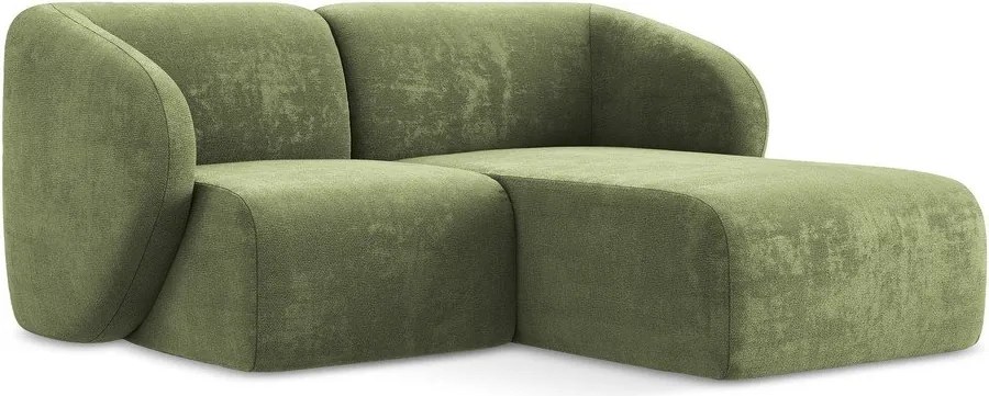 Zelená ženilková rohová pohovka (pravý roh/s leňoškou) Lani – Makamii