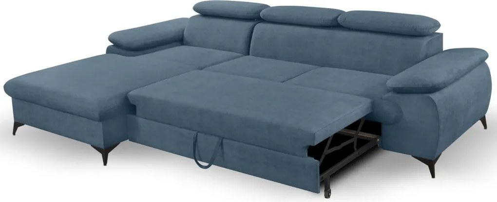 Rohová sedacia súprava Scala, denimovo modrá látka, ľavý roh