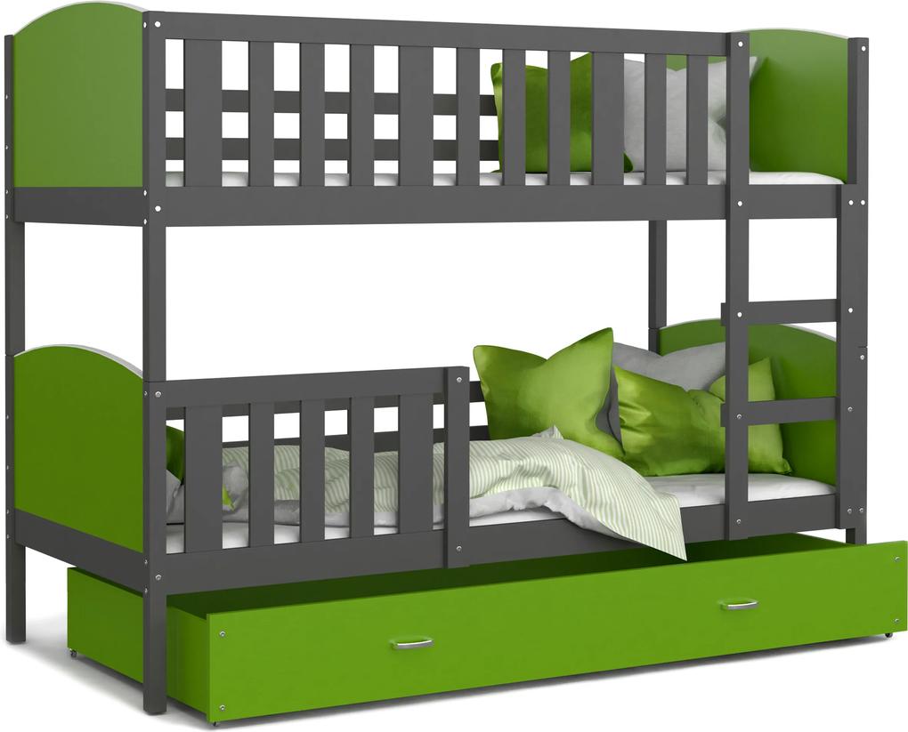 GL Dobby Grafit Color MDF poschodová posteľ 190x80 Farba: Zelená
