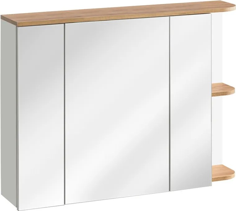 Kúpeľňová skrinka so zrkadlom Platinum biela/dub zlatý