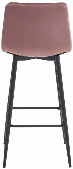 Set dvoch barových stoličiek ARCETO zamatové ružové (čierne nohy) 2 ks