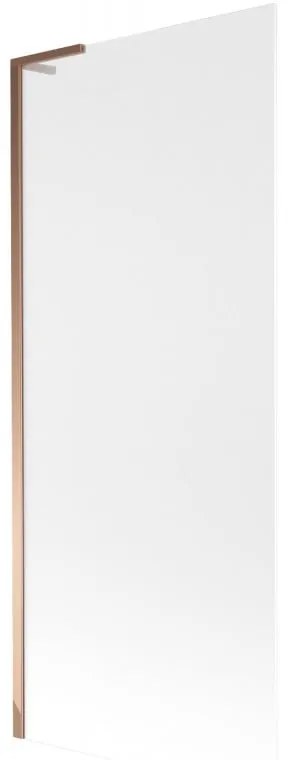 Mexen Next L, 1-krídlová vaňová zástena 80 x 150 cm, 6mm sklo námraza, ružové zlato profil, 895-080-000-03-30-60