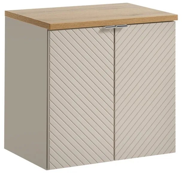 Závěsná skříňka Viva Cashmere s deskou 60 cm kašmírová/dub evoke
