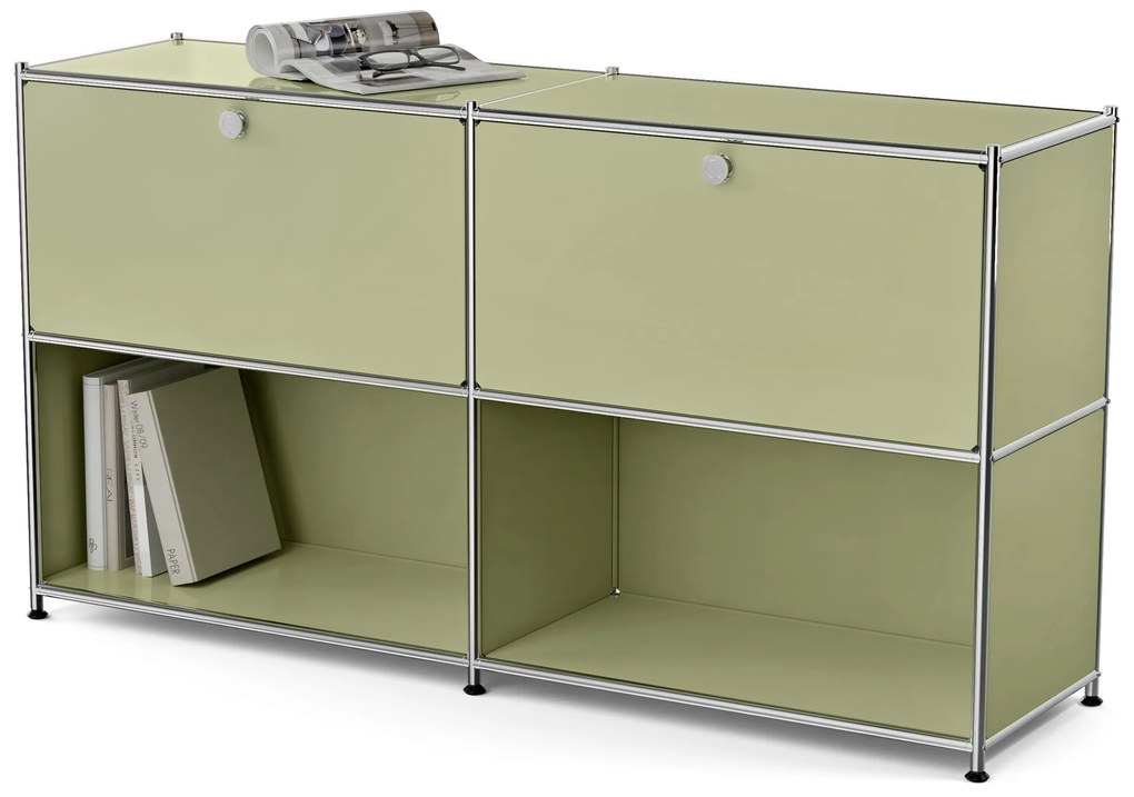 Kovový regál »CN3« s 2 výklopnými priehradkami, pistáciová