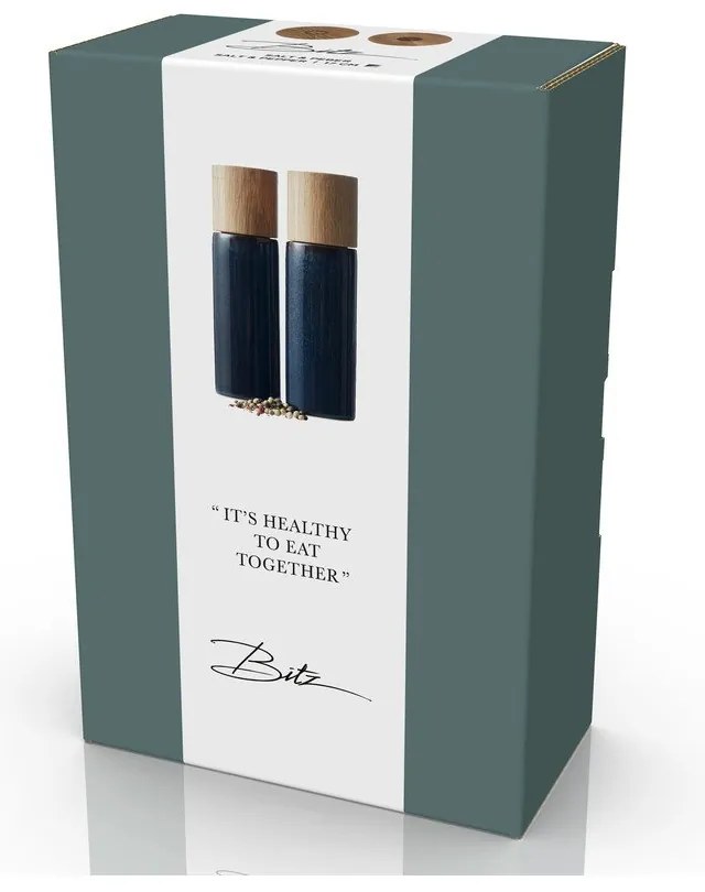 Tmavomodrá keramická súprava mlynčekov na korenie a soľ 2 ks Gastro Blue – Bitz