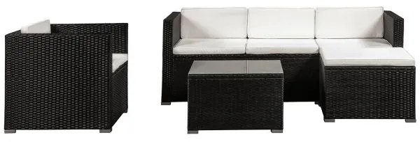 InternetovaZahrada Záhradný ratanový set Punta Cana L - čierny/krémové podušky