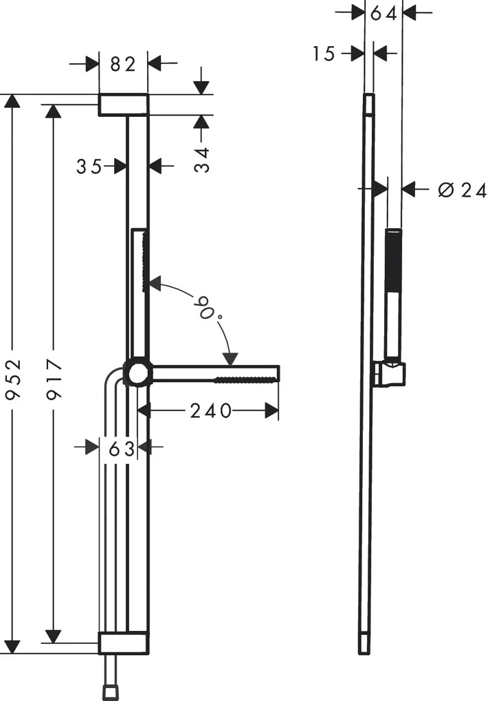 Hansgrohe Pulsify S, sprchová súprava 100 1jet EcoSmart so sprchovou tyčou 900 mm, čierna matná, HAN-24382670